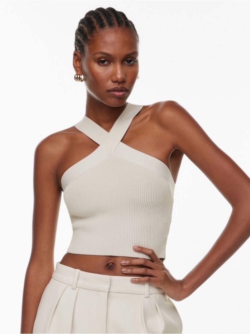 Babaton Sculpt Knit Cross Crop Tank Size Medium NWT